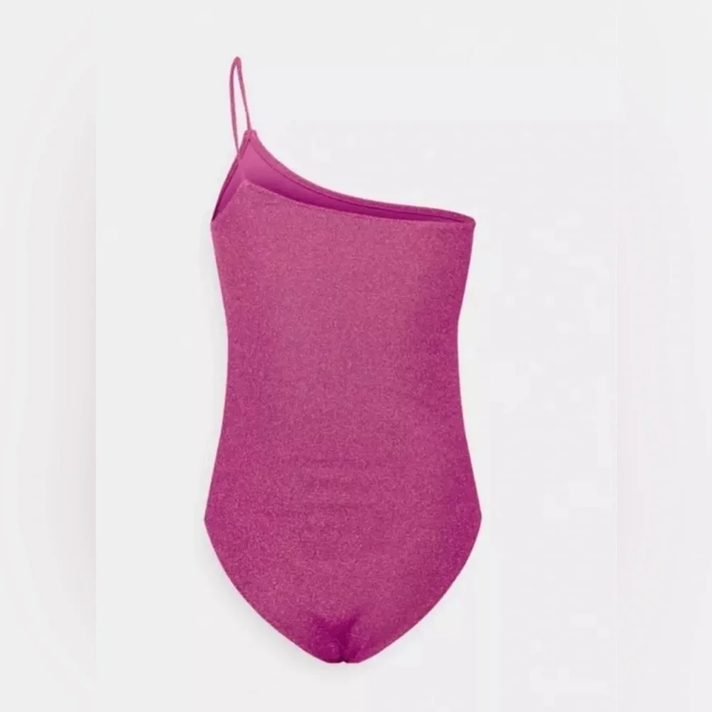 GOOD AMERICAN 90s Hot One Shoulder Sparkle One Piece Swimsuit 4 (XL) NWT $115